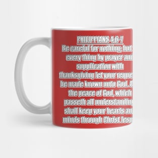 Philippians 4:6-7 King James Version Bible Verse Typography Mug